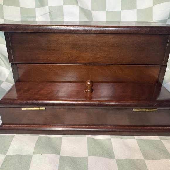 Vintage 1991 Bombay Company Wooden Desk Organizer Letter Holder Storage Box